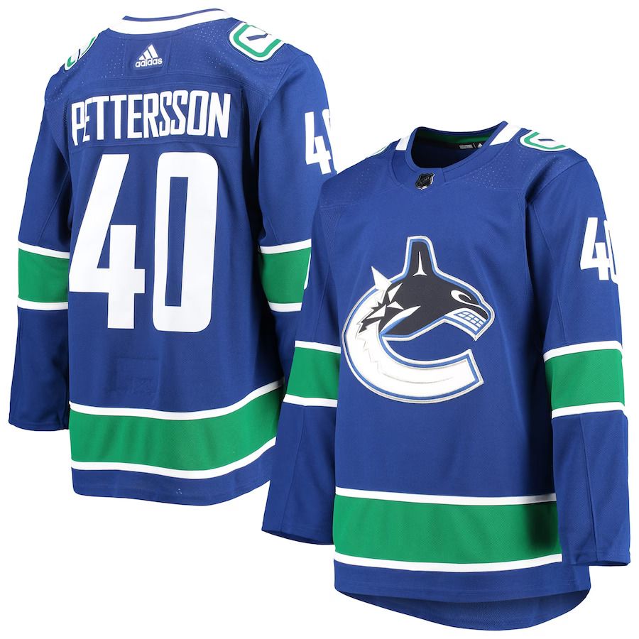 Men Vancouver Canucks #40 Elias Pettersson adidas Blue Authentic Home Player NHL Jersey